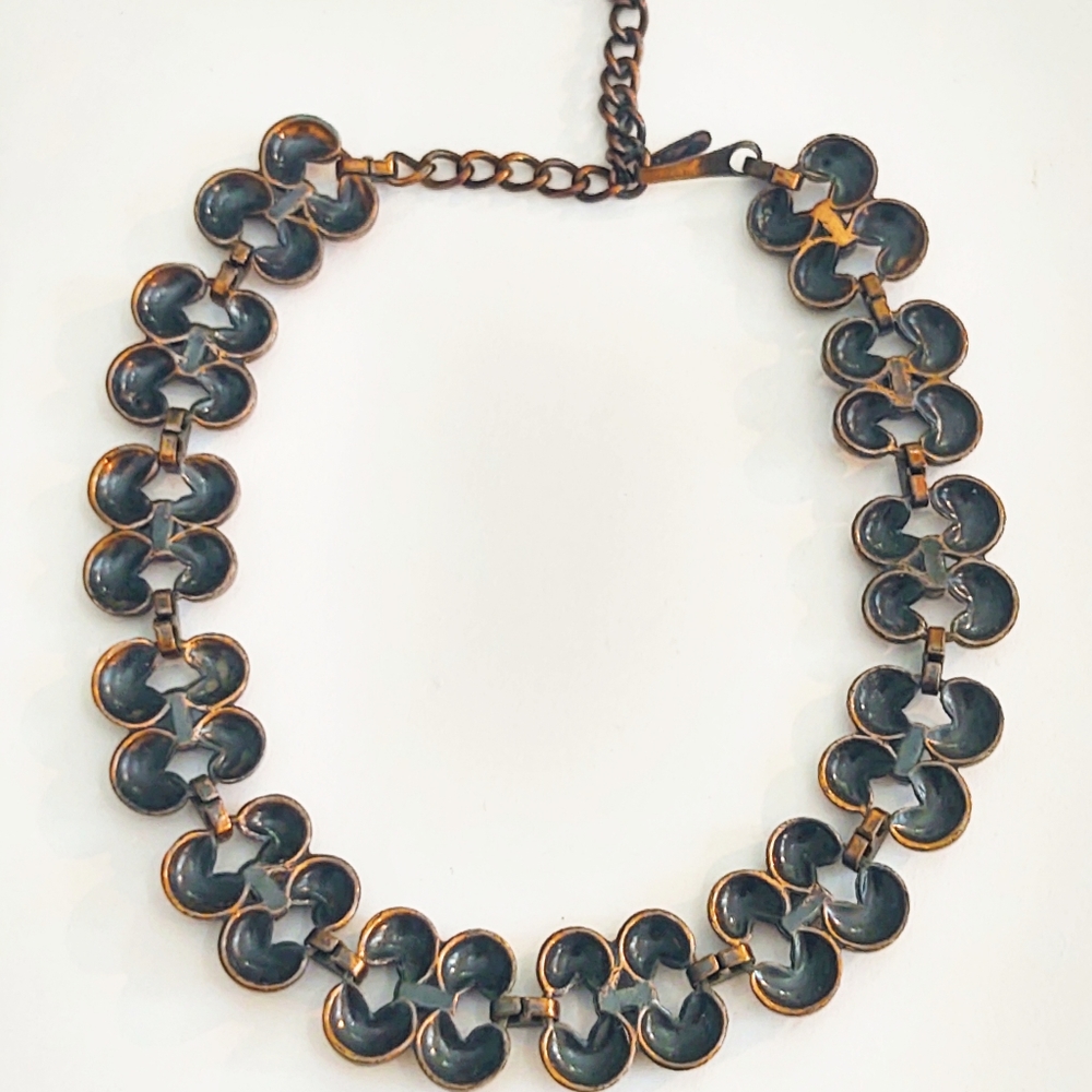 Vintage Rebajes Heavy Mid-Century Modern Copper Choker Necklace - Picture 7 of 7